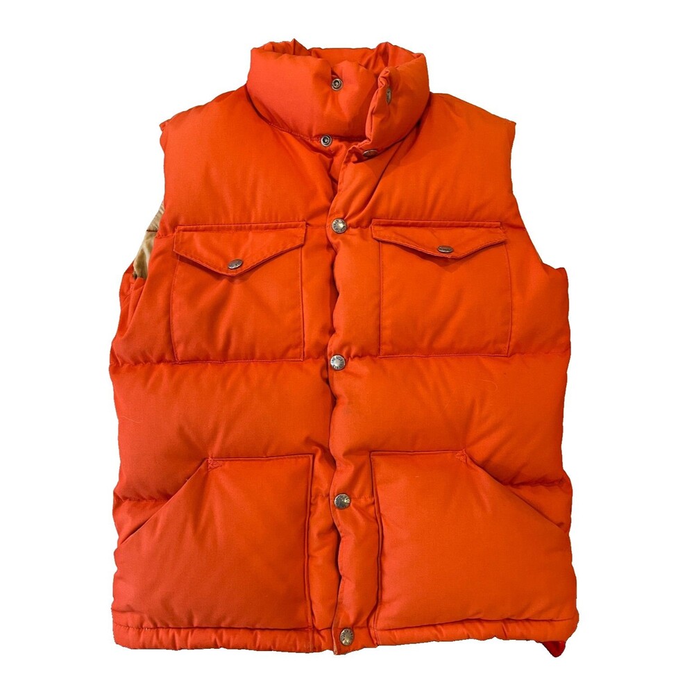 Vtg 80s The North Face Brown Label Down Insulated Orange Puffer Vest Jacket XS